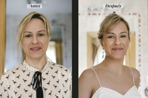 antes y después de una sesión de peluquería y maquillaje novias madrid