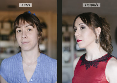 antes y despues del maquillaje a domicilio en madrid para invitada boda rubia
